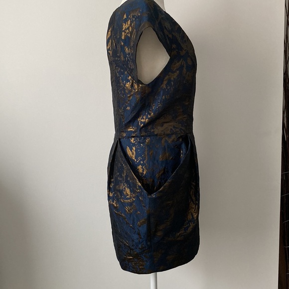 All Saint Spitalfields Navy Gold Dress - Picture 6 of 12